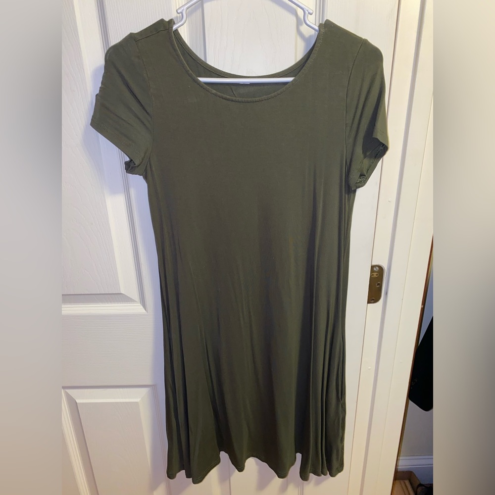 Army green stretch mini dress